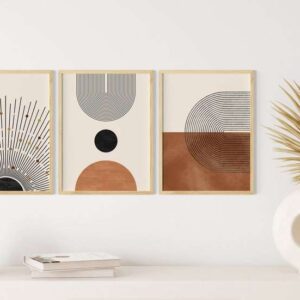 mid-century-art-prints-set-of-3-neutral-modern-wall-art-decor-minimalist-digital-prints-boho-style-art-prints-orange-black-rainbows