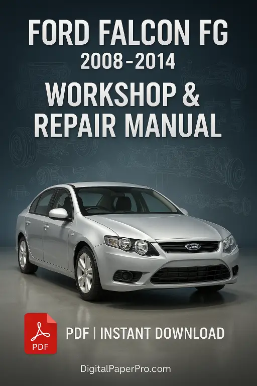 Official Ford Falcon FG Workshop Manual (2008–2014) cover featuring repair and maintenance guide.