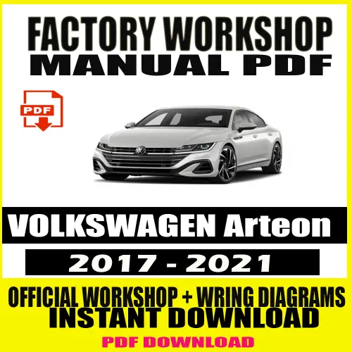 Workshop Manual for Volkswagen Arteon (2017–2021) featuring detailed repair instructions, maintenance schedules, and wiring diagrams.