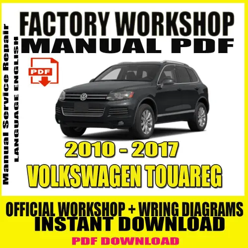 Volkswagen Touareg Workshop Manual (2010–2017) cover, featuring comprehensive repair and maintenance guidance.