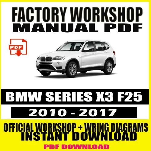 BMW X3 F25 2010-2017 Official Workshop Manual Cover