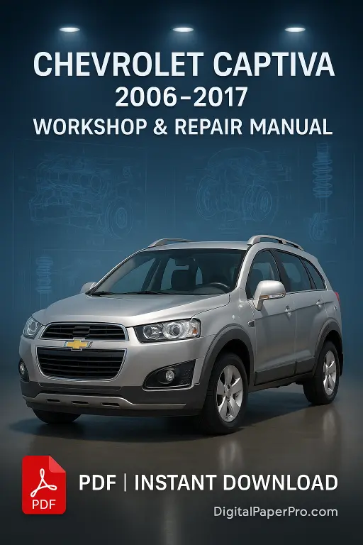 Chevrolet Captiva Workshop Manual (2006-2017) cover featuring comprehensive repair instructions, wiring diagrams, and maintenance guides.