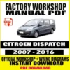 Citroën Dispatch Workshop Manual 2007-2016 - Factory Repair Guide
