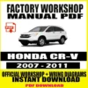 Official Honda CR-V Workshop Manual for 2007-2011 models featuring repair guides and wiring diagrams.