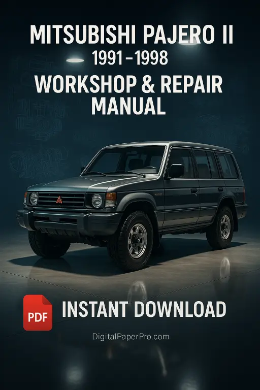 1991-1998 Mitsubishi Pajero II Workshop Manual Cover - Factory Service and Repair Guide with Wiring Diagrams