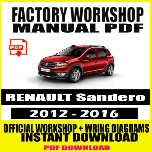 Renault Sandero Workshop Manual 2012-2016 with over 3,500 pages of detailed repair instructions.