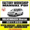 Volkswagen Sharan Workshop Manual 2011-2020 PDF